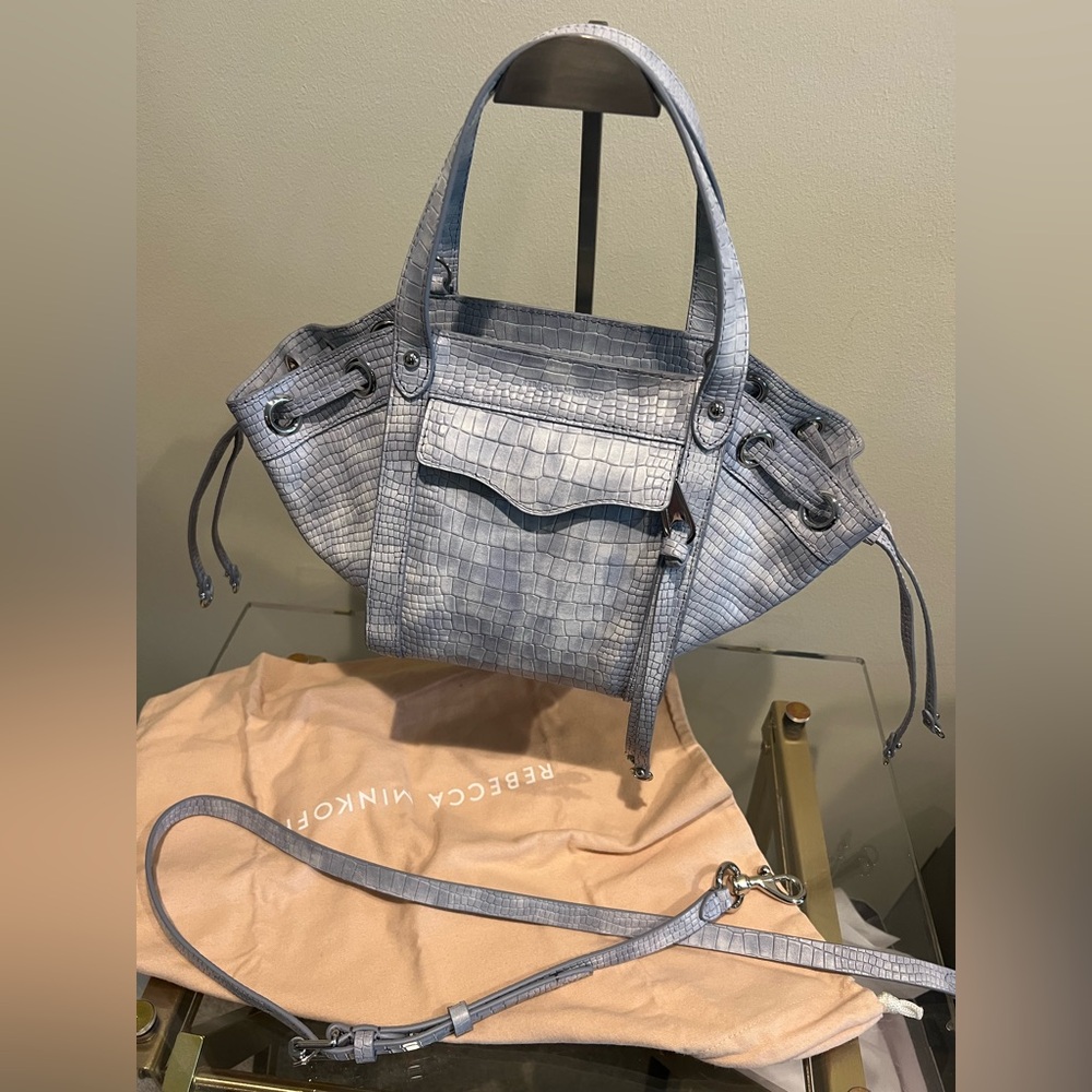 Rebecca Minkoff Croc-Embossed Light Blue Tote
